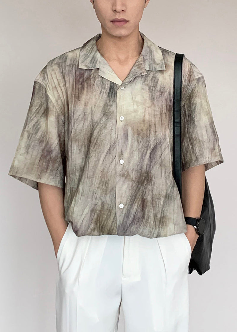 Tie Dye Button Cotton Shirt Summer