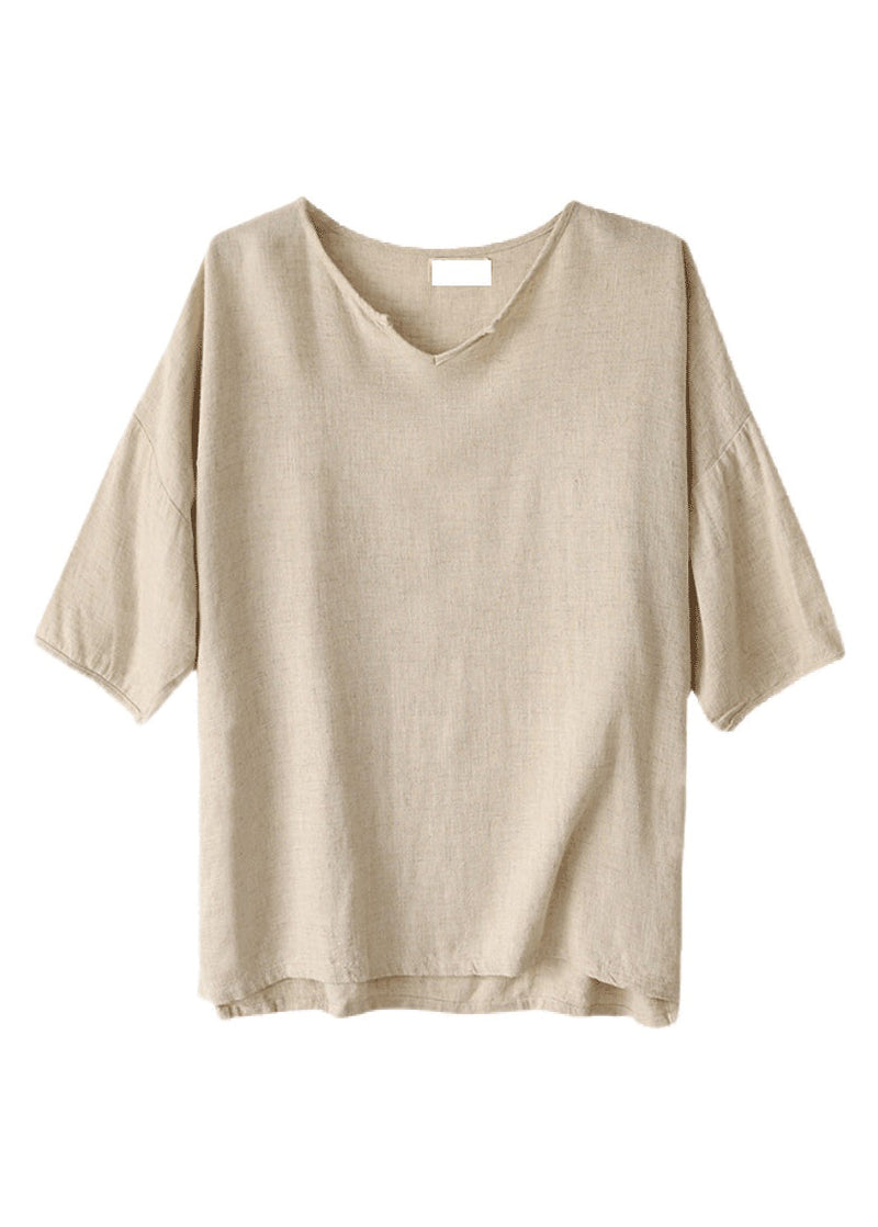 V Neck Patchwork Top Long Sleeve