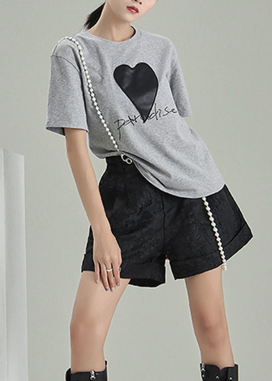 Black Zip Up Jacquard Cotton Shorts