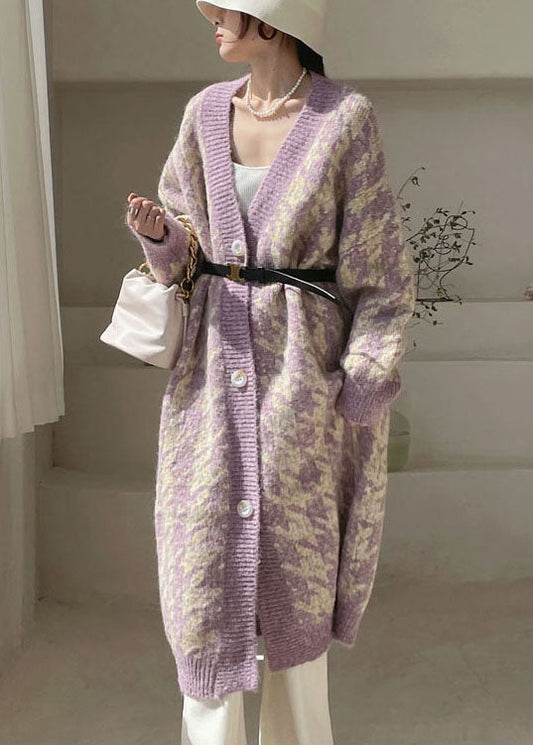 Purple Cozy Knit Cardigan Spring