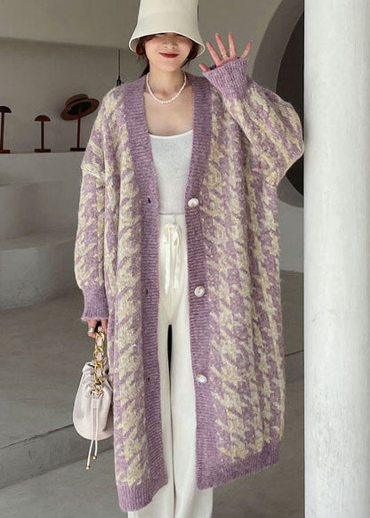Purple Cozy Knit Cardigan Spring