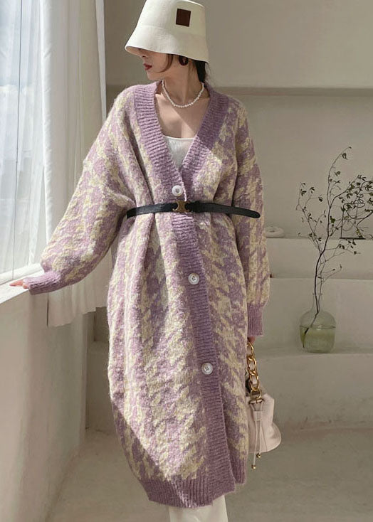 Purple Cozy Knit Cardigan Spring