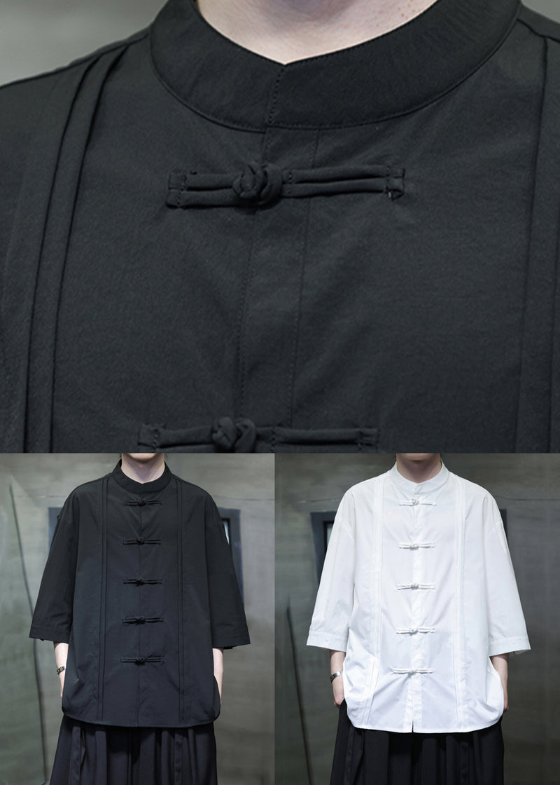 White Button Silk Cotton Shirts Bracelet Sleeve
