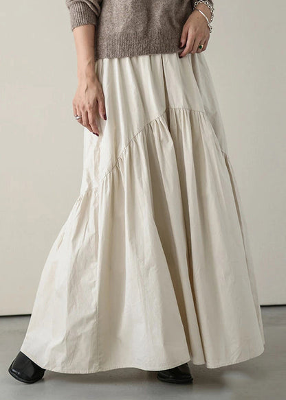 White Exra Large Hem Patchwork Cotton Skirt Summer