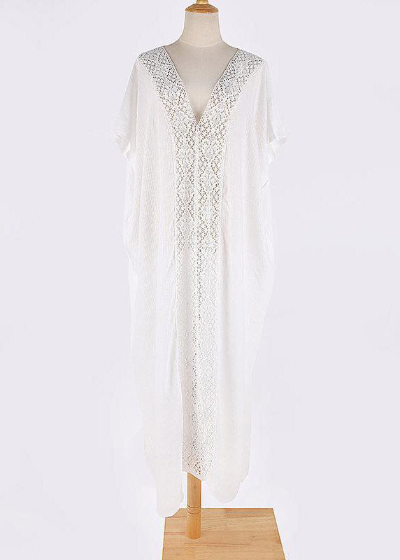 White Hollow Out Long Holiday Dress Summer