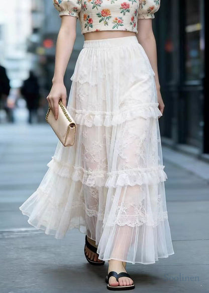 White Oversized Patchwork Exra Large Hem Tulle Skirts Spring