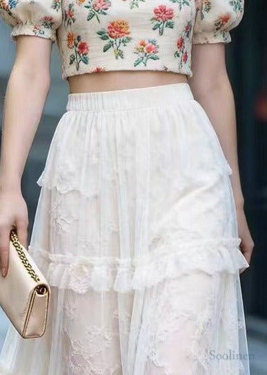 White Oversized Patchwork Exra Large Hem Tulle Skirts Spring