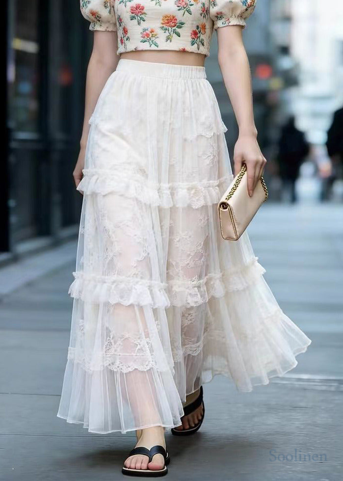 White Oversized Patchwork Exra Large Hem Tulle Skirts Spring
