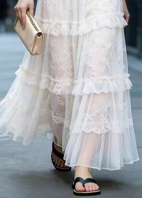 White Oversized Patchwork Exra Large Hem Tulle Skirts Spring