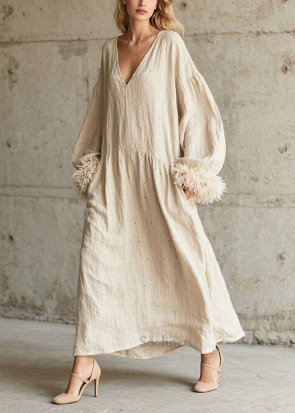 White Oversized Patchwork Faux Fur Maxi Dress Fall