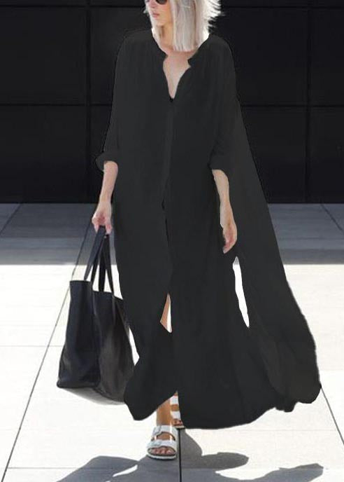 White Oversized Side Open Cotton Upf 50+ Long Shirts Summer