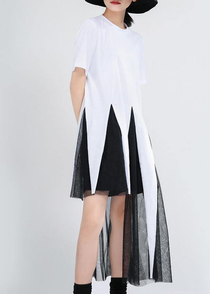 White Patchwork Lace Summer Cotton Dress