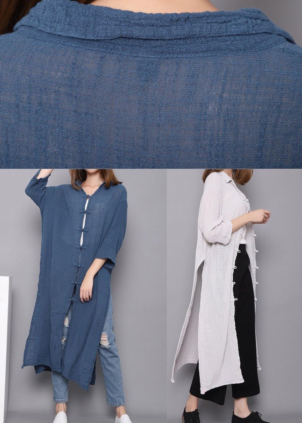 White Peter Pan Collar Dress Chinese Button Spring Maxi Dress