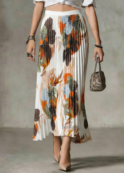 White Print Patchwork Maxi Skirt