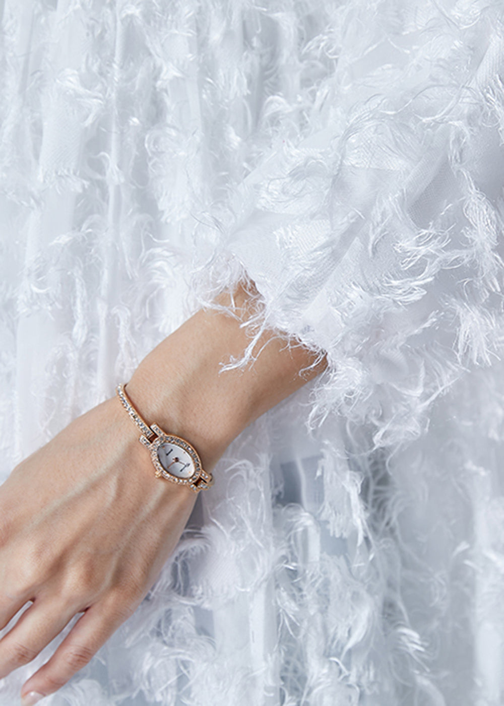 White Tasseled Cotton Mini Dress Bracelet Sleeve