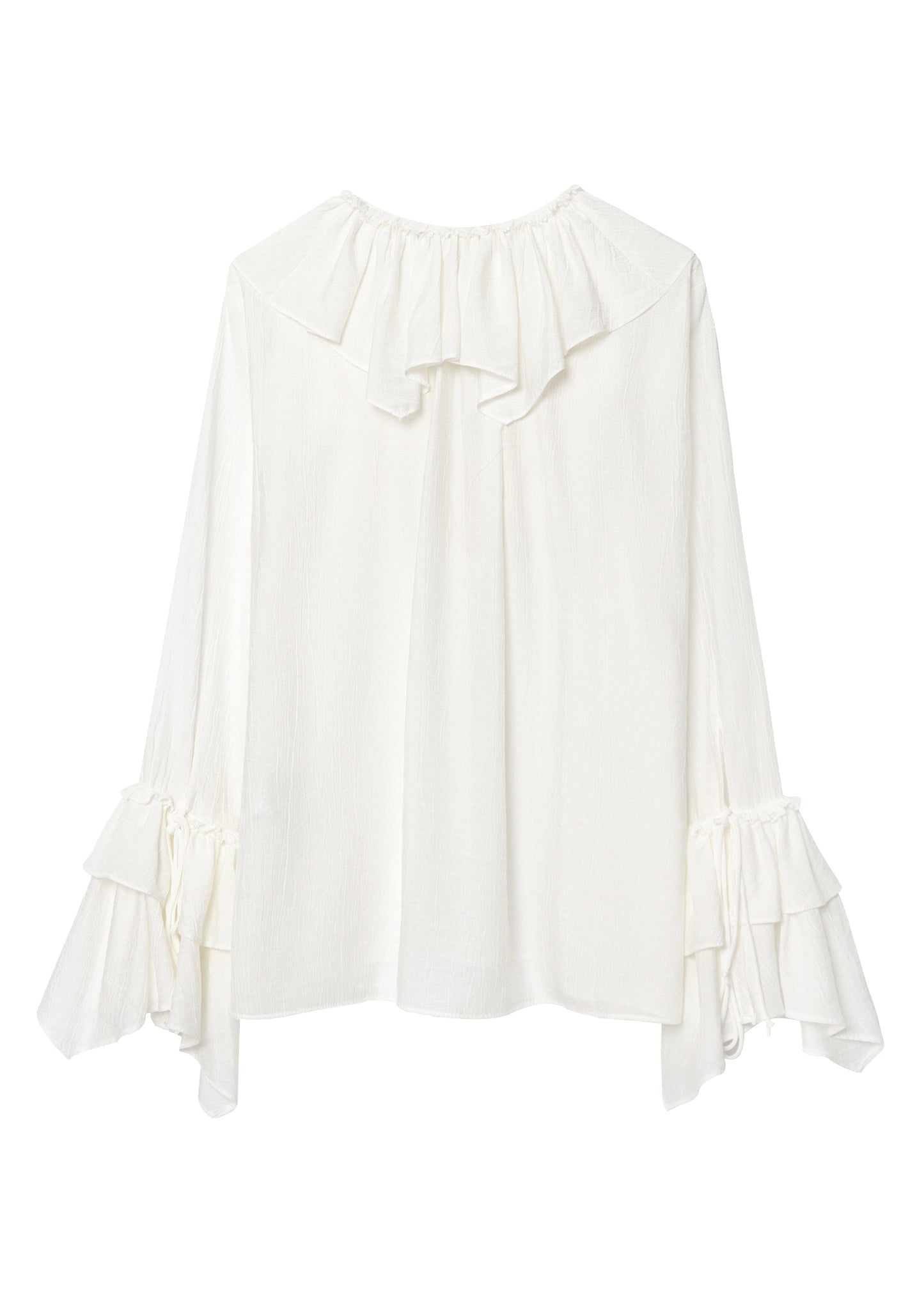 Plus Size White V Neck Ruffled Patchwork Chiffon Top Fall