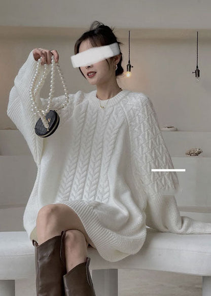 White Cable Knit Sweaters Winter