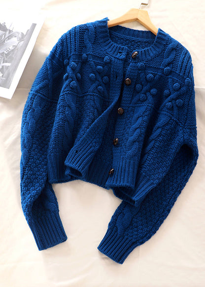 Blue Button Knit Sweater Coat Spring