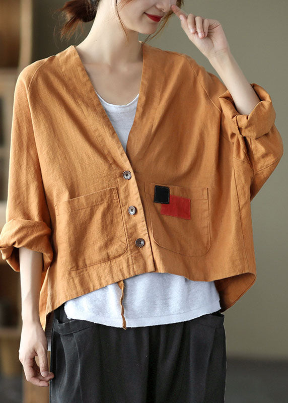 Chocolate V Neck Coat Spring