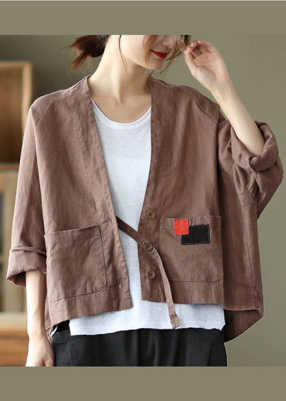 Chocolate V Neck Coat Spring