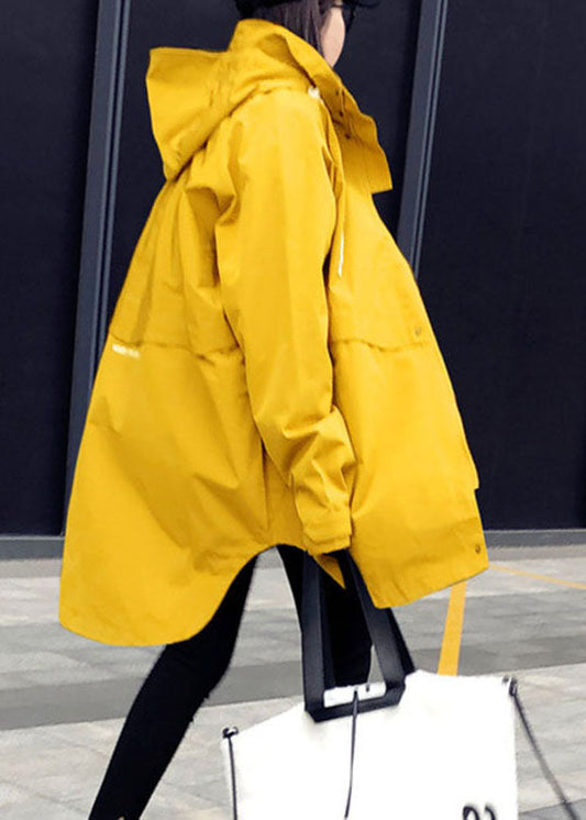Yellow Patchwork Pockets Fall Coats