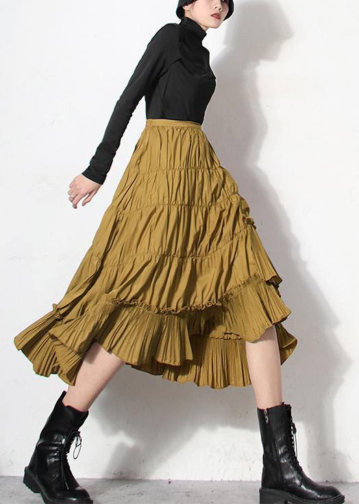 Yellow Cinched Tiered Summer Skirt