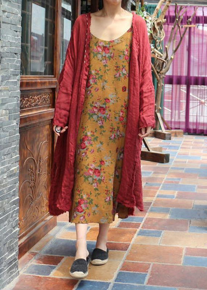 Yellow Spring Cotton Strap Dress