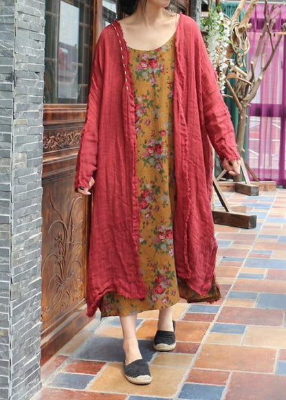 Yellow Spring Cotton Strap Dress