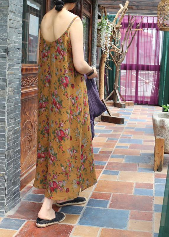 Yellow Spring Cotton Strap Dress