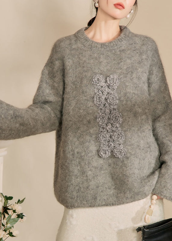 Yellow O-neck Thick Cotton Knit Sweater Spring