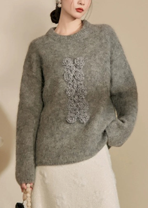 Yellow O-neck Thick Cotton Knit Sweater Spring