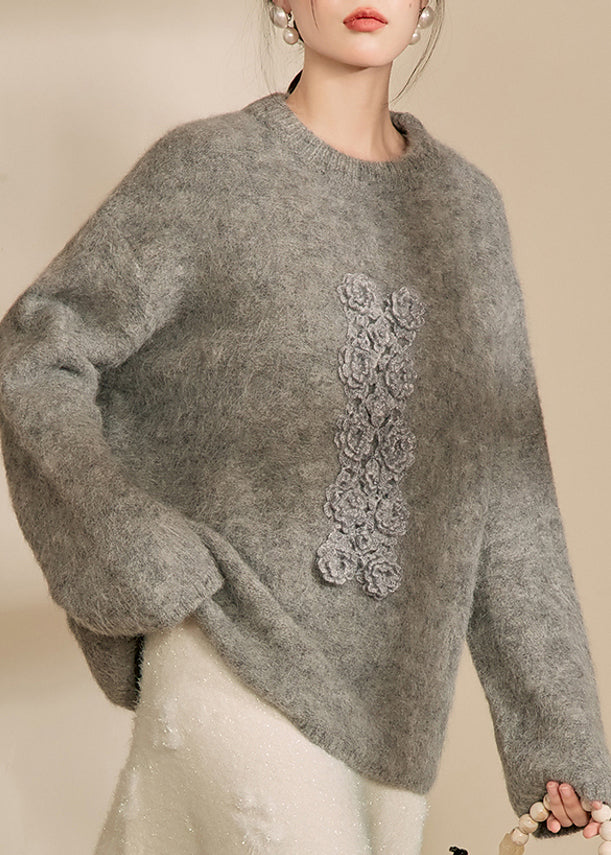 Yellow O-neck Thick Cotton Knit Sweater Spring