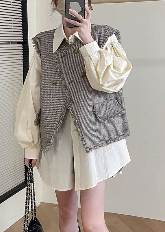 Yellow Peter Pan Collar Button Shirt Top Long Sleeve