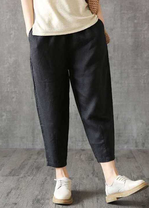 Yellow Pockets High Waist Cotton Crop Pants Spring
