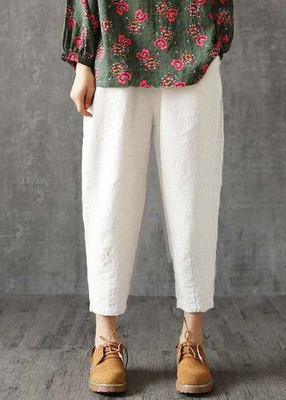 Yellow Pockets High Waist Cotton Crop Pants Spring