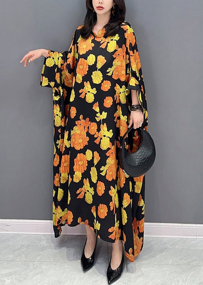 Yellow Stand Collar Maxi Dresses Spring