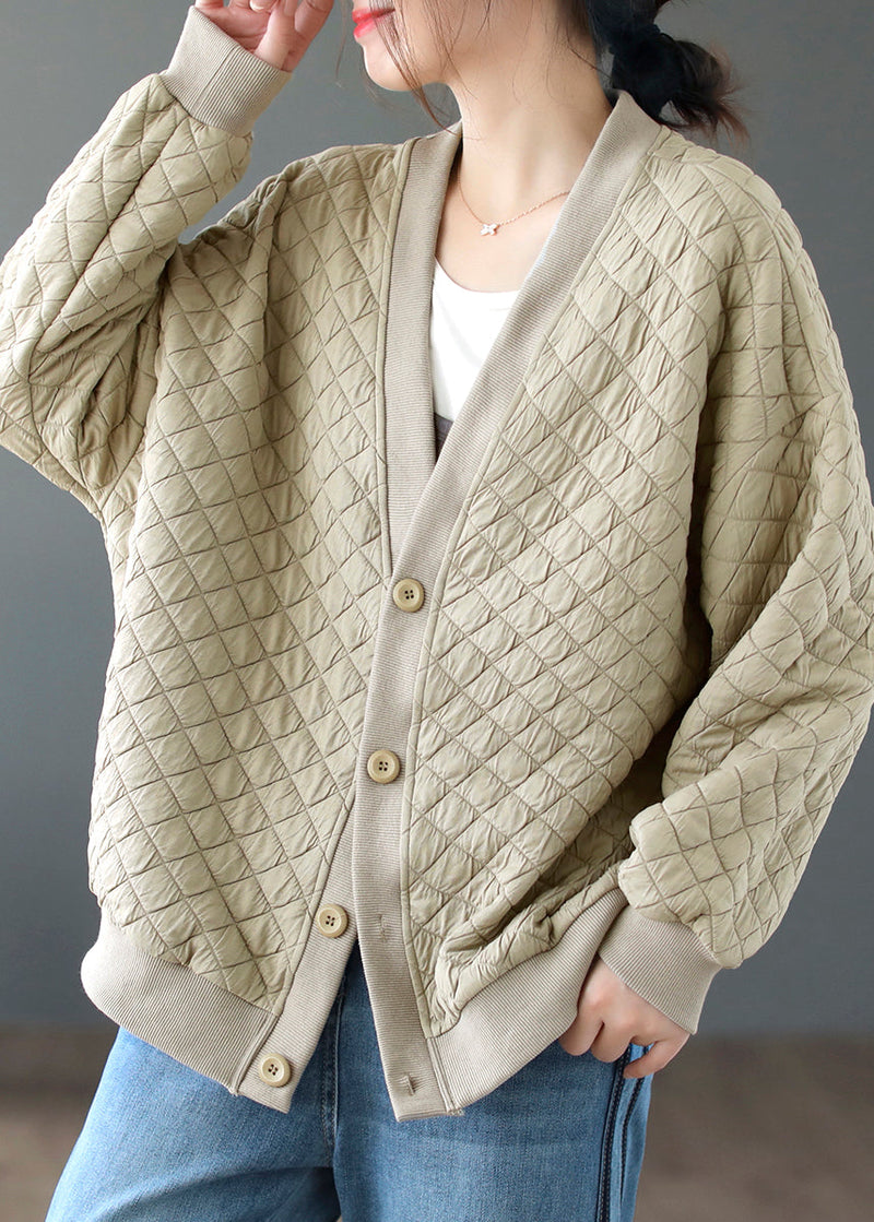 Yellow V Neck Button Cotton Cardigan Coats Fall