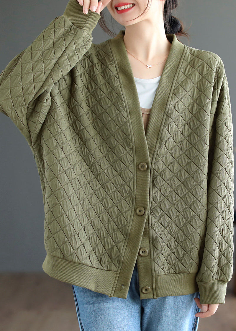 Yellow V Neck Button Cotton Cardigan Coats Fall