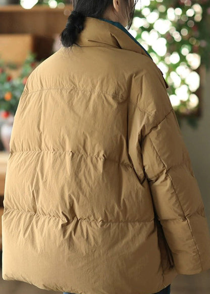 Yellow Zip Up Pockets Fine Cotton Filled Jacket Winter
