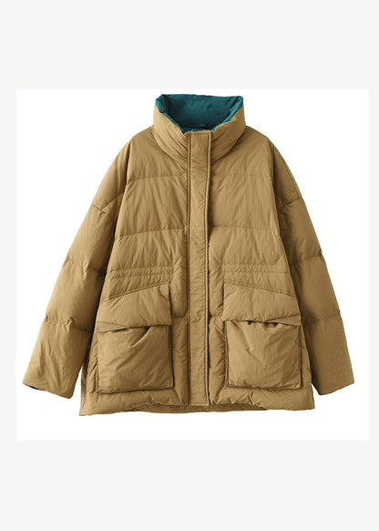 Yellow Zip Up Pockets Fine Cotton Filled Jacket Winter