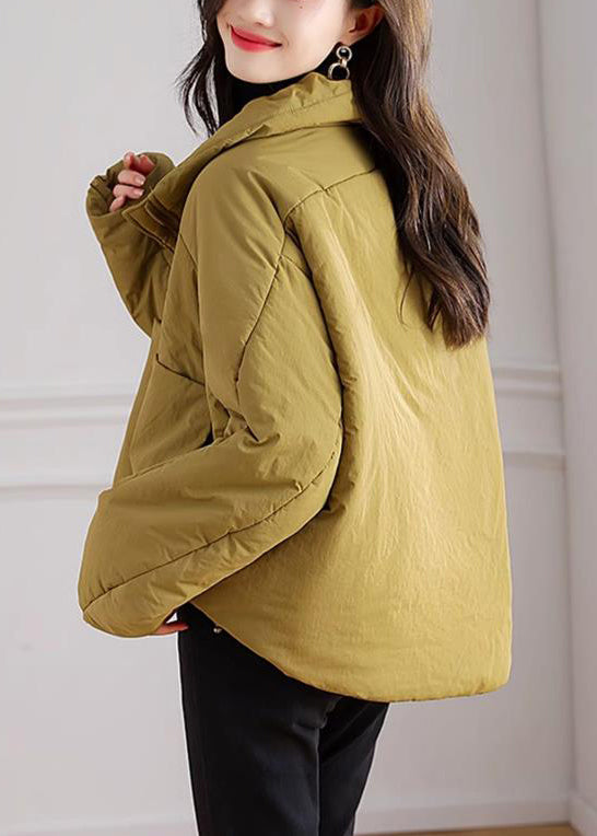 Yellow Zip Up Pockets Patchwork Parka Winter