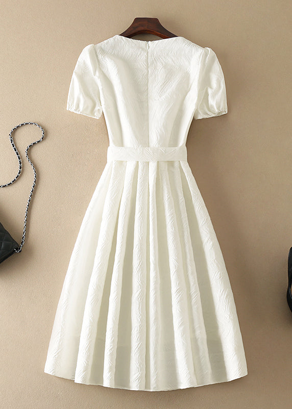 Diy White Zip Up Bow Dresses Short Sleeve