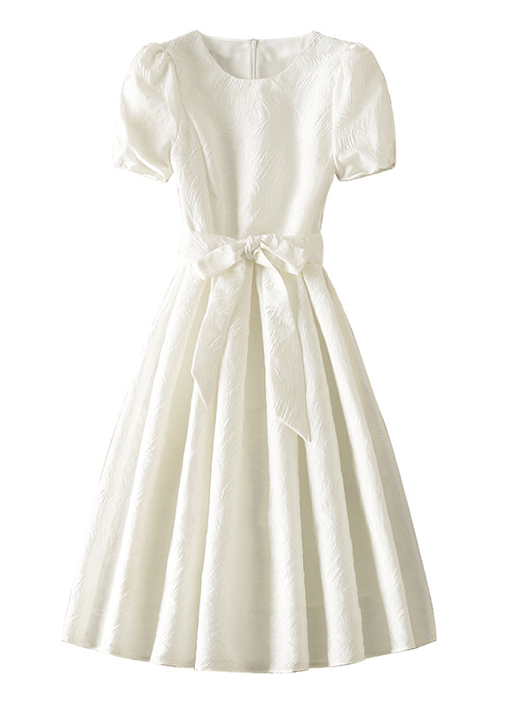 Diy White Zip Up Bow Dresses Short Sleeve
