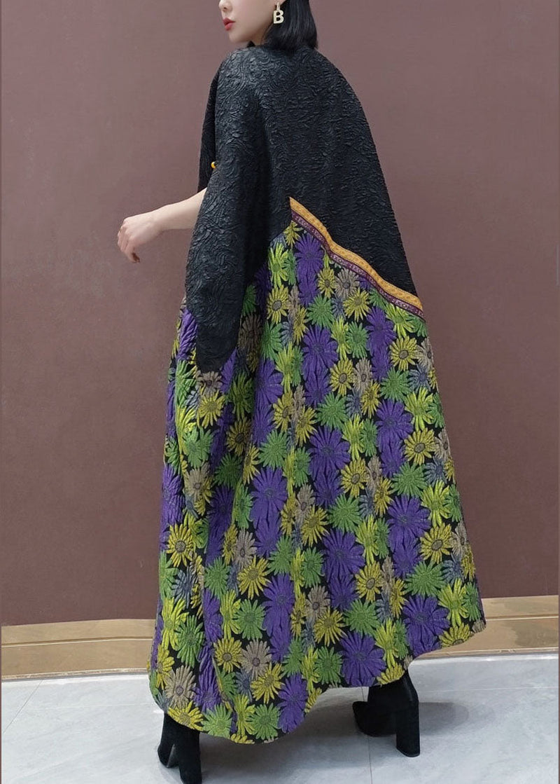 Black O-neck Long Dresses Cloak Sleeves