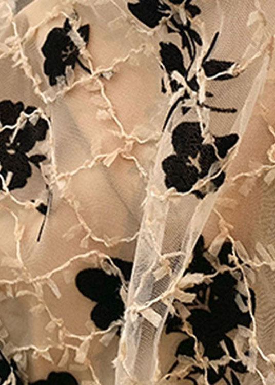 Khaki Print Tulle Skirts Spring