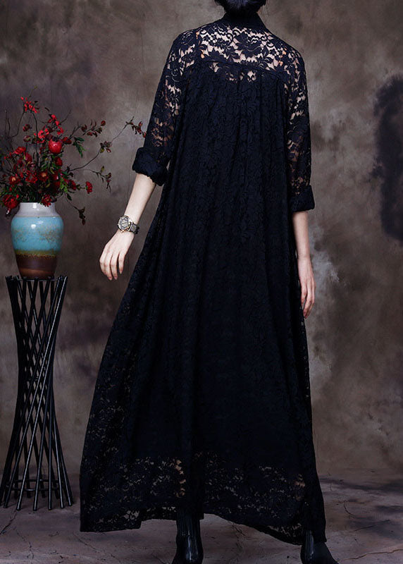Black V Neck Lace Party Dress Spring