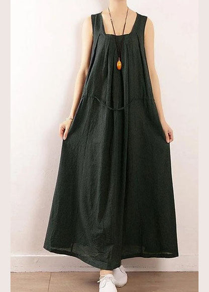 Chocolate Collar Summer Linen Dress