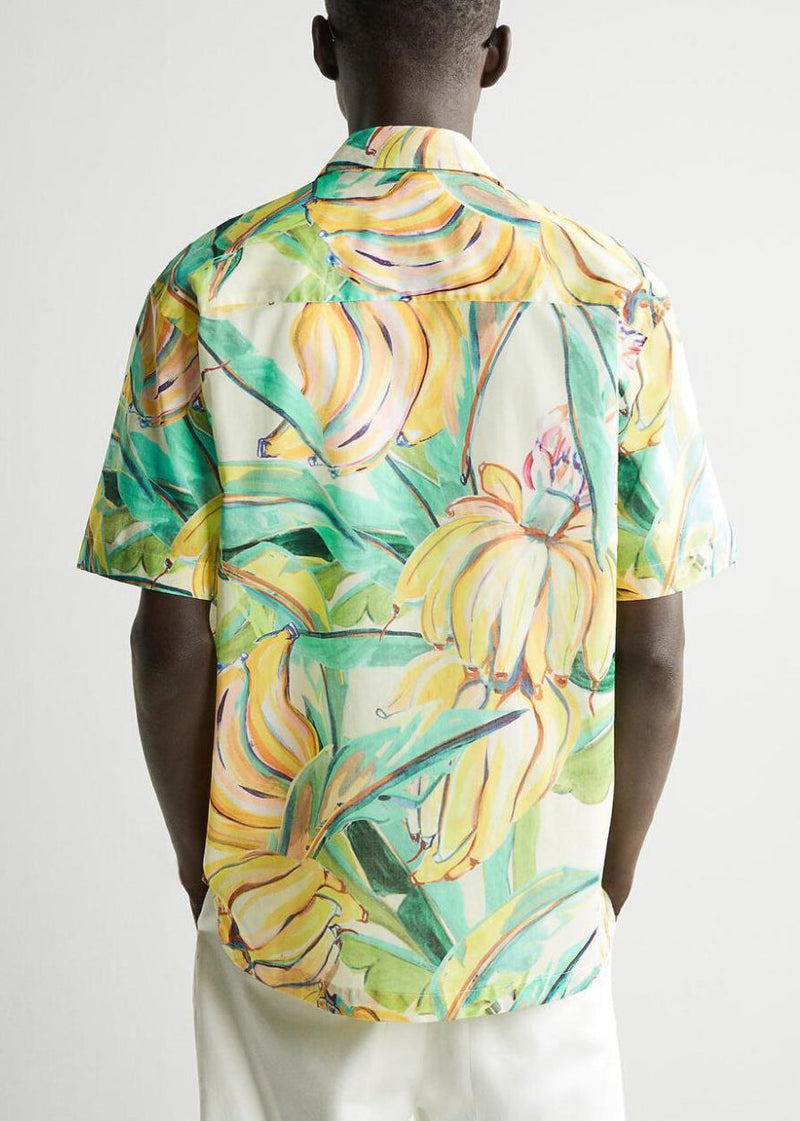 Print Button Cotton Shirts Peter Pan Collar Summer