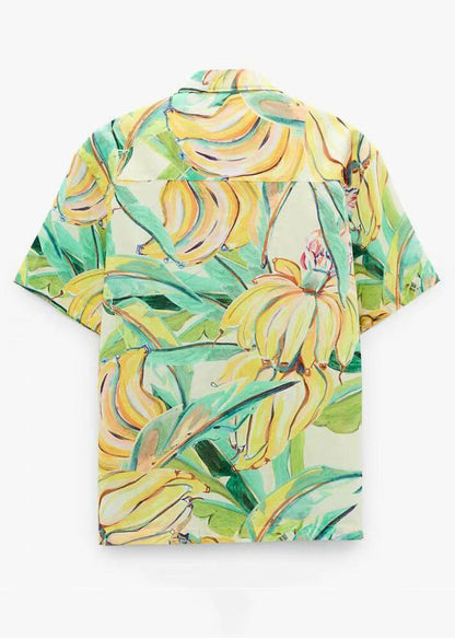 Print Button Cotton Shirts Peter Pan Collar Summer