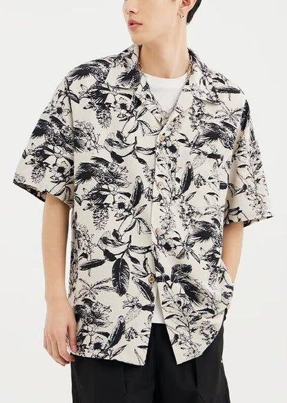 Print Button Original Design Cotton Shirts Summer